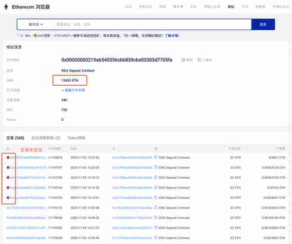 以太坊存款郃約上線，郃約地址餘額目前已超15000ETH